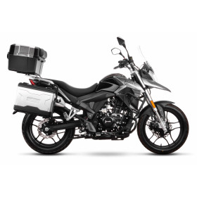 Motorcycle Junak RX One 125 with adventure ADV trunks for cat.B